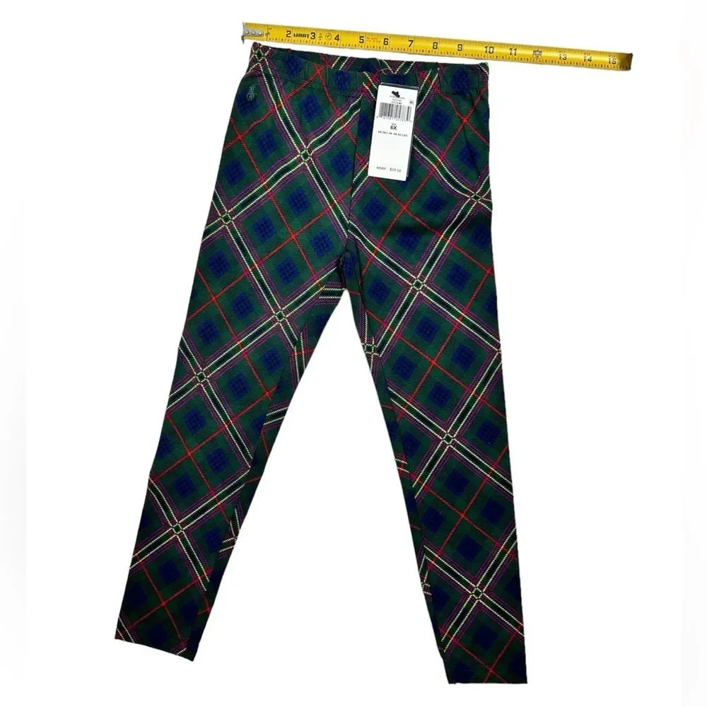 POLO Ralph Lauren Girls Patchwork Plaid Stretch Jersey Leggings Size‎ 6X